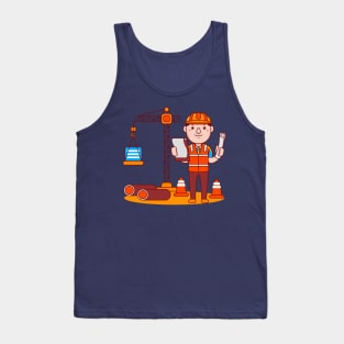 Cute Engineer Cartoon Tank Top